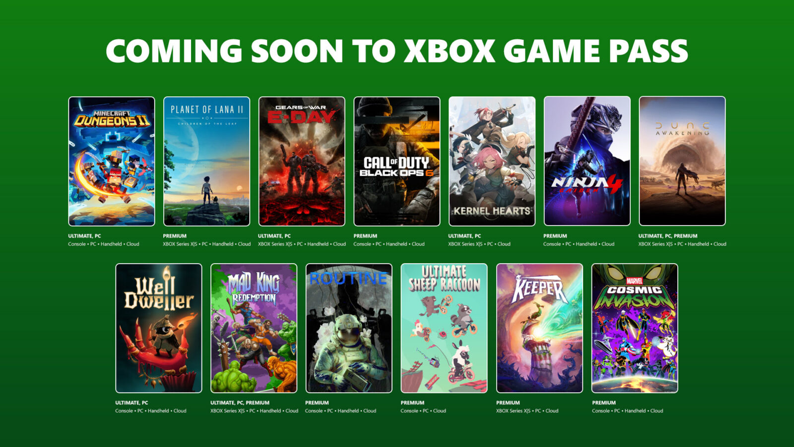 Game Pass'e Gears of War: E-Day ve Minecraft Dungeons II geliyor