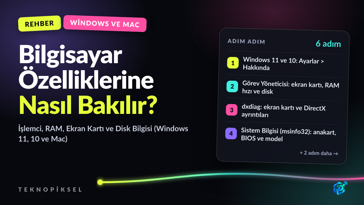 Bilgisayar Özelliklerine Nasıl Bakılır? İşlemci, RAM, Ekran Kartı ve Disk Bilgisi (Windows 11, 10 ve Mac)