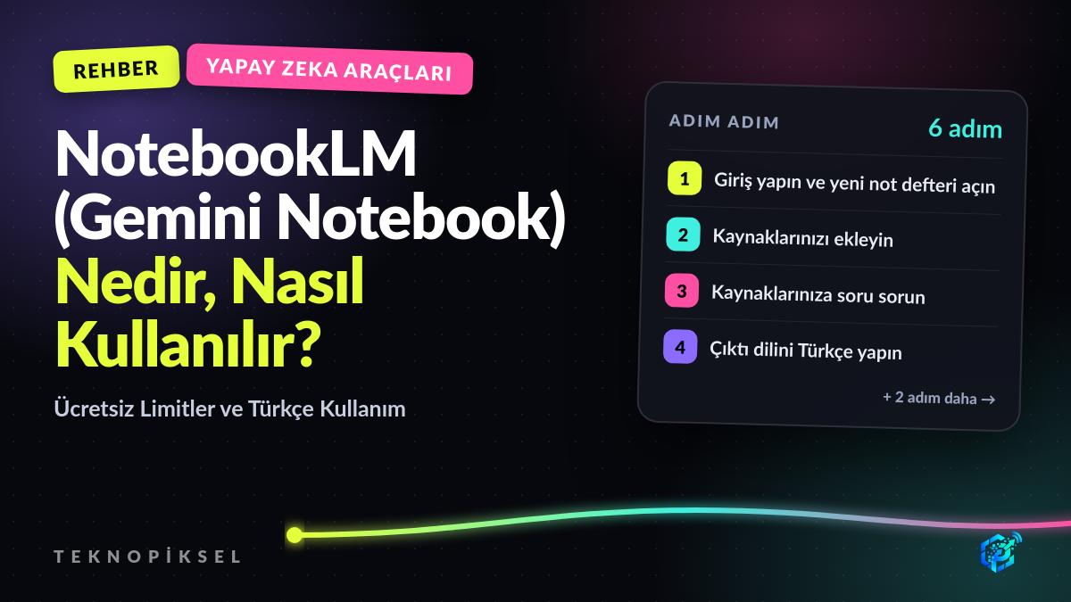 NotebookLM (Gemini Notebook) Nedir, Nasıl Kullanılır? Ücretsiz Limitler ve Türkçe Kullanım