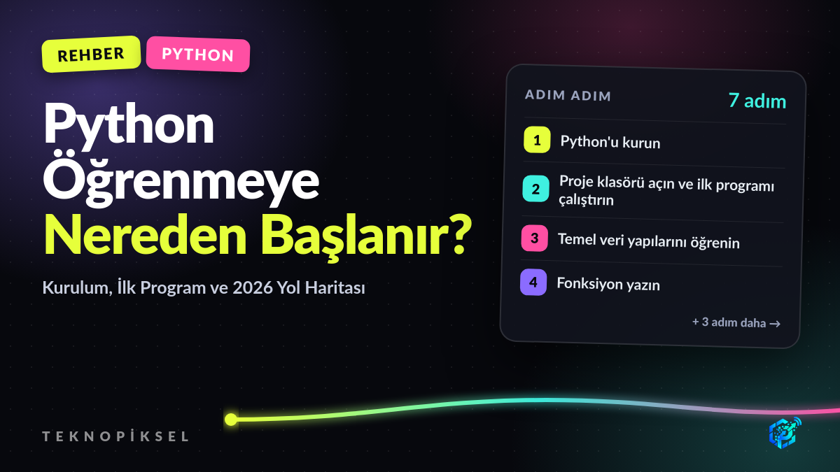 Python Öğrenmeye Nereden Başlanır? Kurulum, İlk Program ve 2026 Yol Haritası