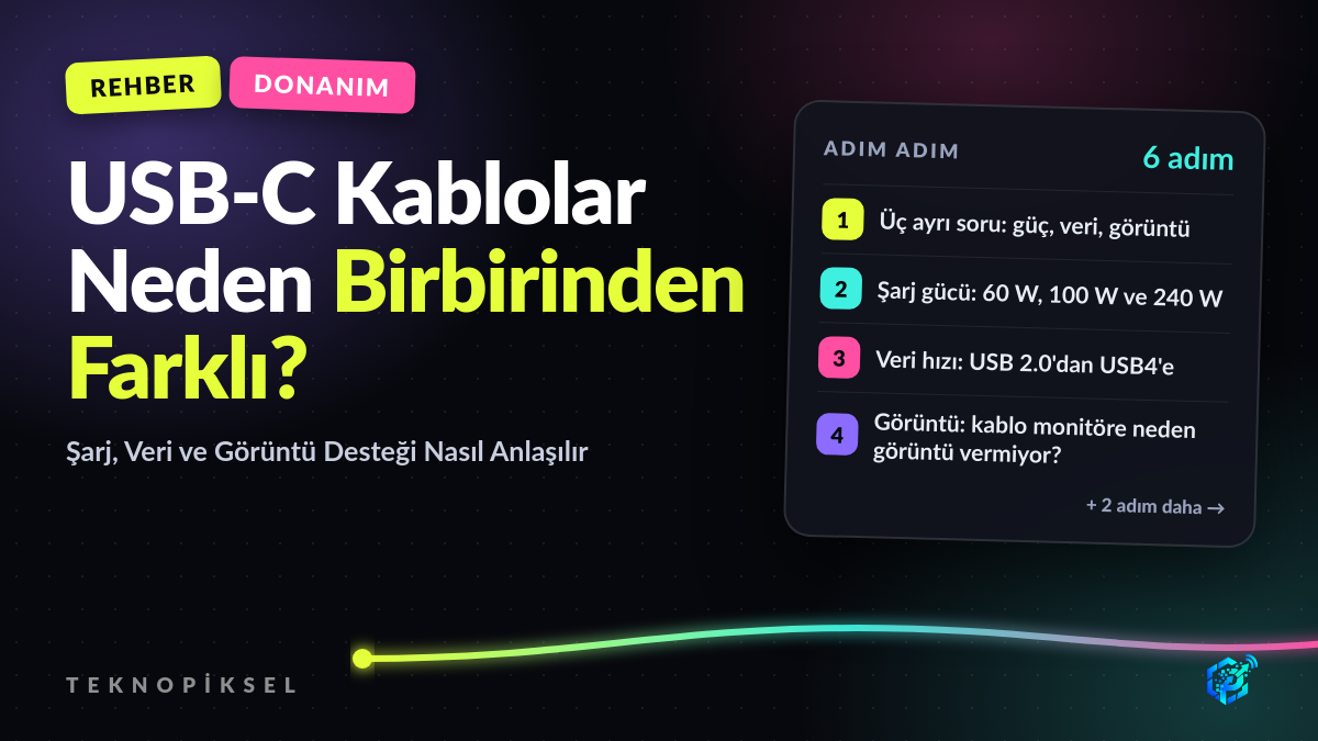 USB-C Kablolar Neden Birbirinden Farklı? Şarj, Veri ve Görüntü Desteği Nasıl Anlaşılır