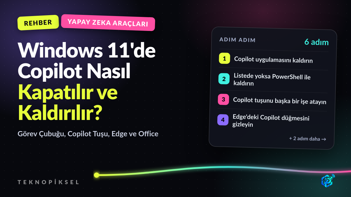 Windows 11'de Copilot Nasıl Kapatılır ve Kaldırılır? Görev Çubuğu, Copilot Tuşu, Edge ve Office