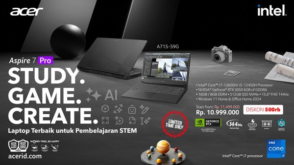 Gaming Laptop Acer Aspire 7 Pro: Rp10 Jutaan, Spek Mumpuni?