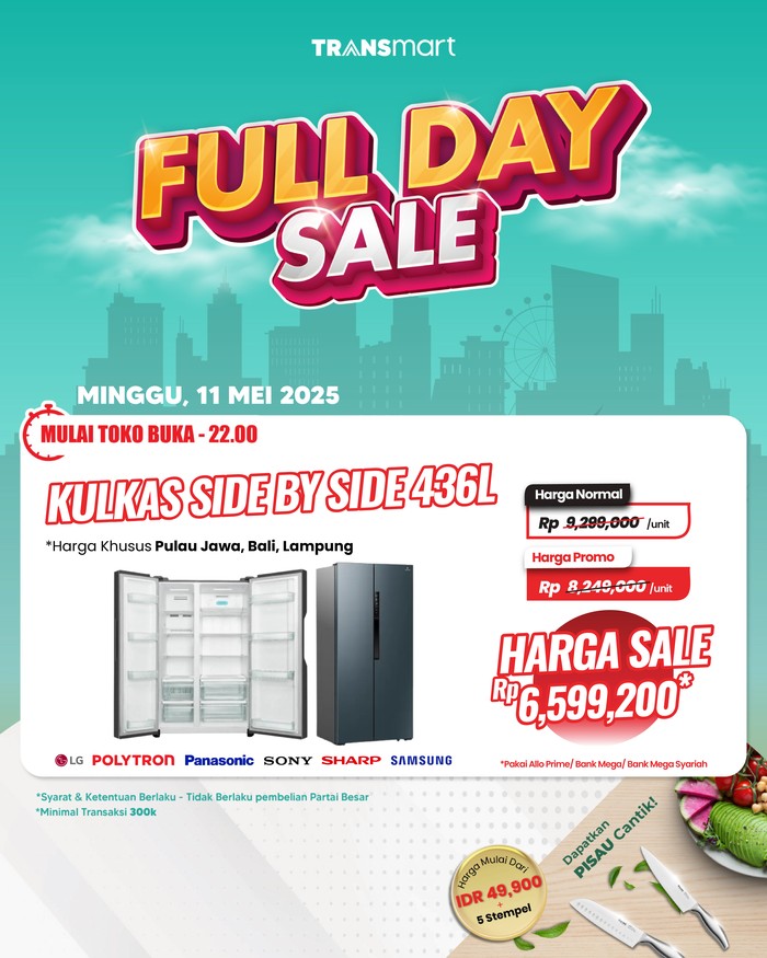 Rebut Kulkas Side by Side 436L, Diskon Fantastis Transmart!