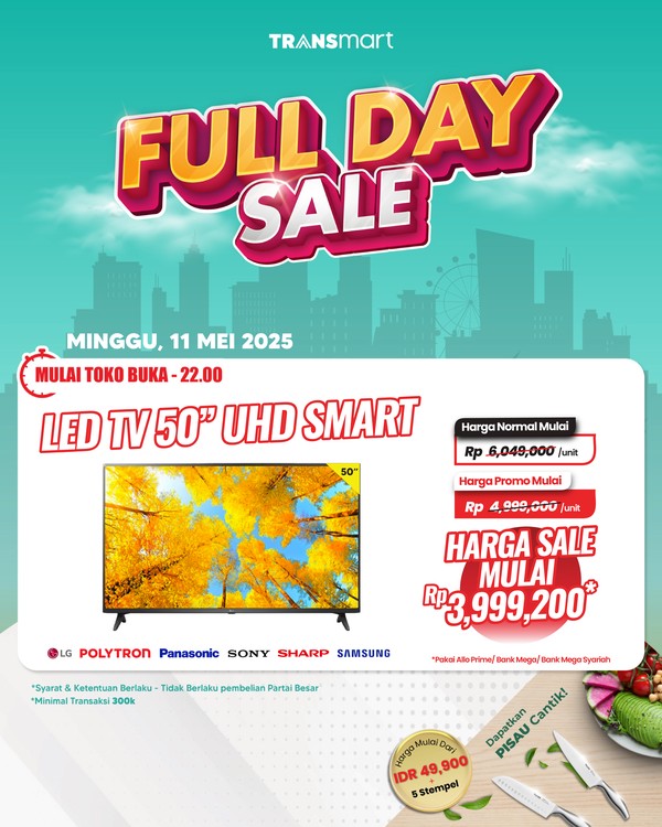 Rebut Smart TV LED 65 Inch, Diskon Rp3,6 Juta! Transmart Hari Ini